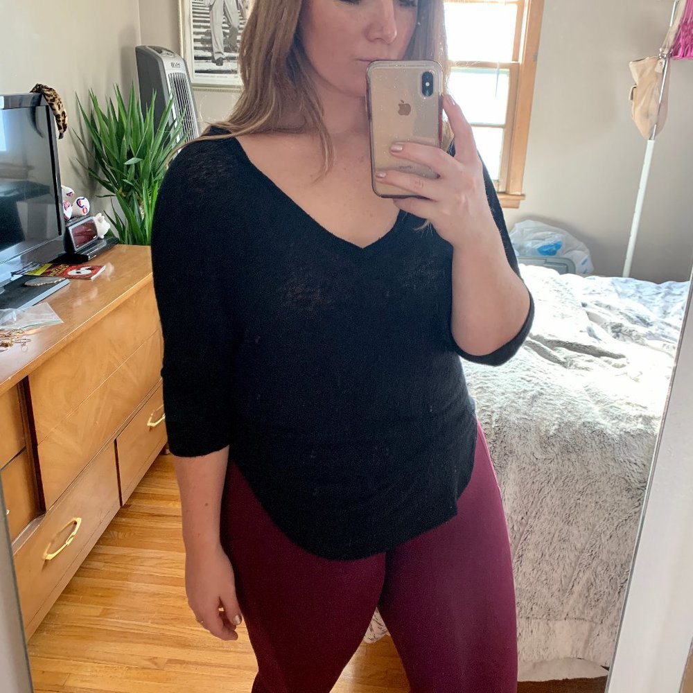 Bar III Black Sweater w/ Slit Sleeves